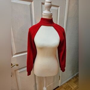 NEW ZARA Streetwear Red Long Sleeve Mock Neck Sweater Sweatshirt Shrug S